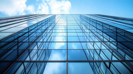 Modern glass facade of a corporate building. Ideal for professional architecture themes, business...