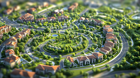 Top down city plan layout with zones and color coded areas. Perfect for architectural planning,...