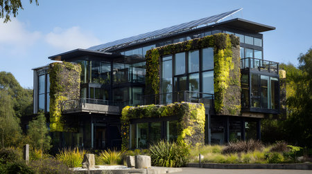 Eco-friendly architecture background with sustainable design elements. Great for green architecture,...