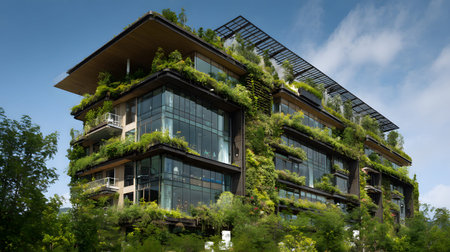 Eco-friendly architecture background with sustainable design elements. Great for green architecture,...