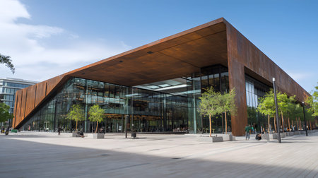 Public-use architecture with modern lines and open space. Ideal for civic centers, museums,...