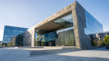 Public-use architecture with modern lines and open space. Ideal for civic centers, museums,...