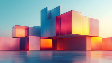 Modular architecture background with geometric block structures. Great for prefab concepts,...