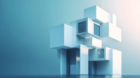 Modular architecture background with geometric block structures. Great for prefab concepts,...