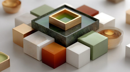 Modular architecture background with geometric block structures. Great for prefab concepts,...