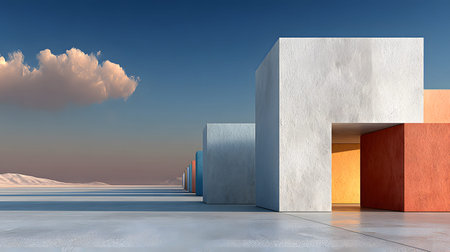 Modular architecture background with geometric block structures. Great for prefab concepts,...