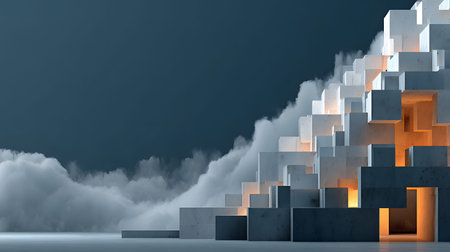 Modular architecture background with geometric block structures. Great for prefab concepts,...