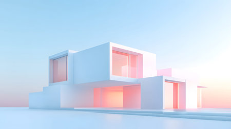 Modular architecture background with geometric block structures. Great for prefab concepts, innovation, and architectural portfolios.の写真素材