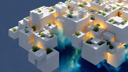 Modular architecture background with geometric block structures. Great for prefab concepts,...