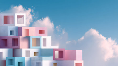 Modular architecture background with geometric block structures. Great for prefab concepts,...
