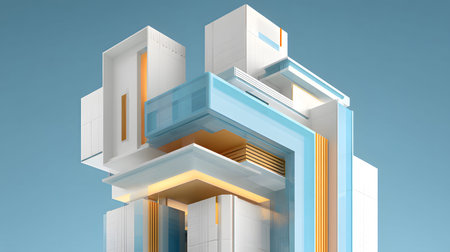 Modular architecture background with geometric block structures. Great for prefab concepts,...