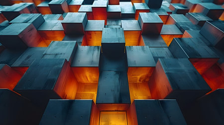 Modular architecture background with geometric block structures. Great for prefab concepts, innovation, and architectural portfolios.の写真素材