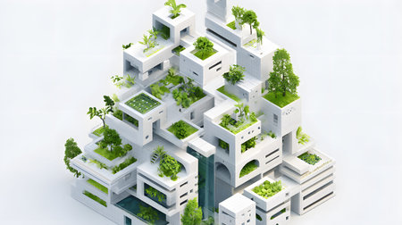 Modular architecture background with geometric block structures. Great for prefab concepts,...