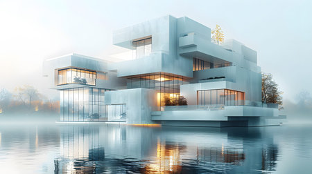 Modular architecture background with geometric block structures. Great for prefab concepts,...