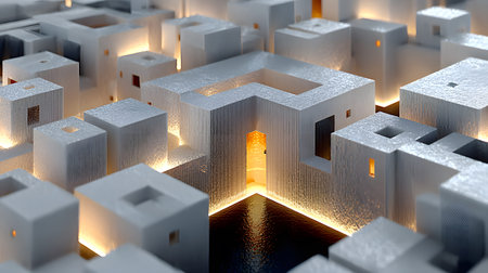 Modular architecture background with geometric block structures. Great for prefab concepts,...
