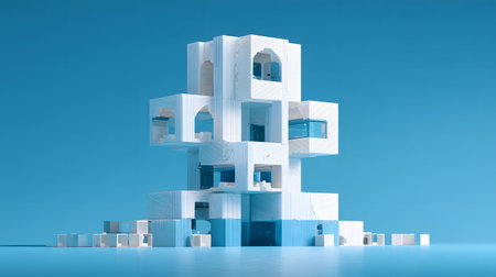 Modular architecture background with geometric block structures. Great for prefab concepts,...