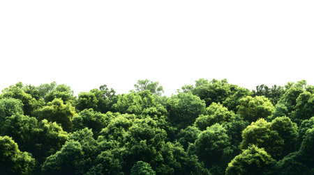 A lush green forest with dense foliage isolated on a clean white background.