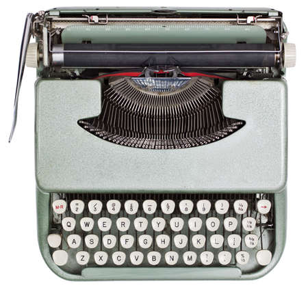 Typewriter from above isolated on white background の写真素材