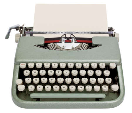 Typewriter with sheet of paper  Isolated on white background の写真素材