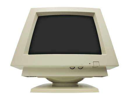 Giant CRT monitor isolated on white with clipping path - plain dark screen for copyの写真素材