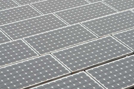 Solar panels on a flat rooftopの写真素材