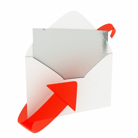 a single mail on white with arrowの写真素材