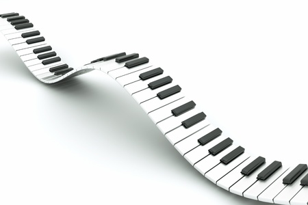 a piano keyboard wave on whiteの写真素材