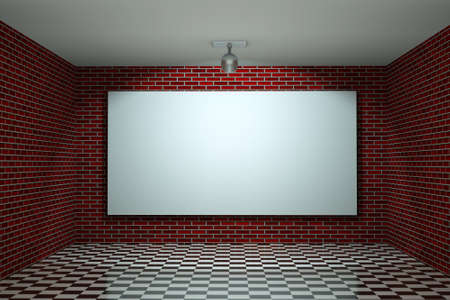 a blank billboard on brick wallの写真素材