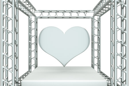 a silver heart on a metal stageの写真素材