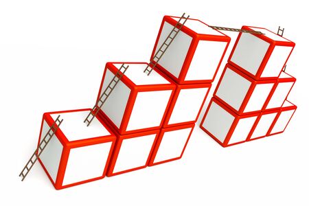 a busness concept with starcases and cubesの写真素材