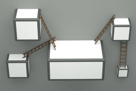 a busness concept with starcases and cubesの写真素材