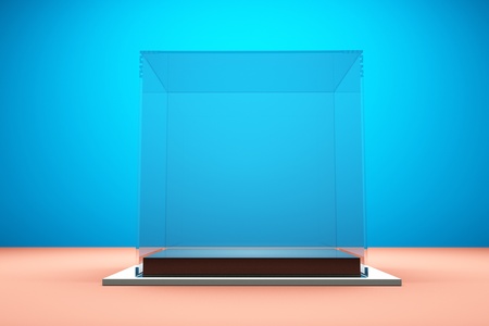 a glass showcase on blueの写真素材