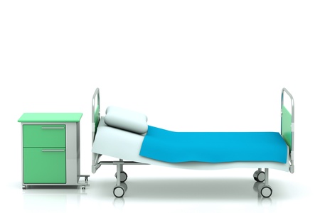a hospital bed isolated on whiteの写真素材