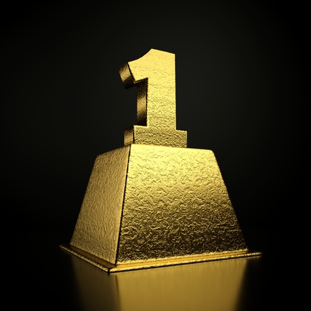 a gold number on a pedestal a gold number on a pedestal
