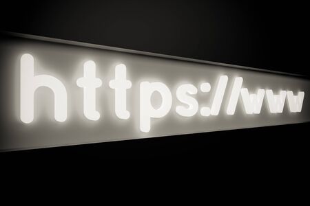 a glowing web page adress in a browser の写真素材
