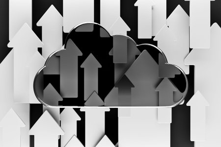 a cloud with arrows as a backgroundの写真素材