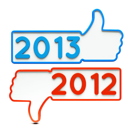a two Like signs with 2013 and 2012 on white