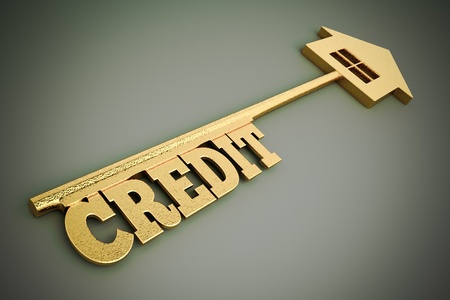 a credit concept on greyの写真素材