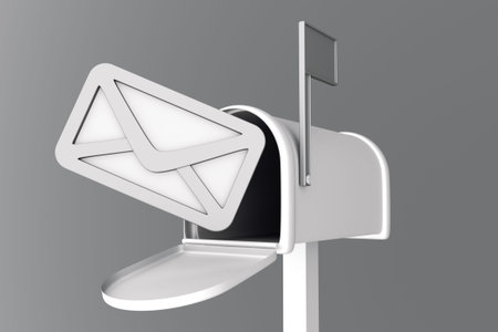 a 3d render of mailbox with envelop icon inside 