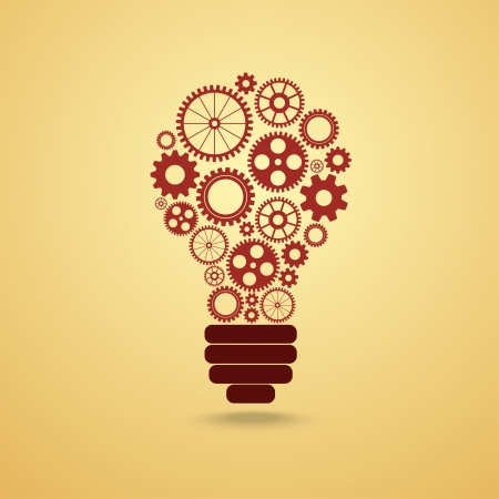 light bulb with gears and cogs working togetherのイラスト素材