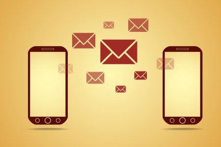 mobile phones with mails, vector technology conceptのイラスト素材