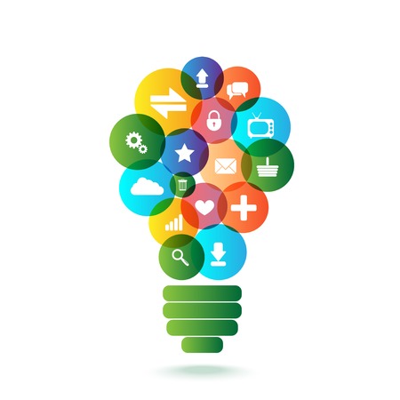 Creative light bulb with applications icons insideのイラスト素材