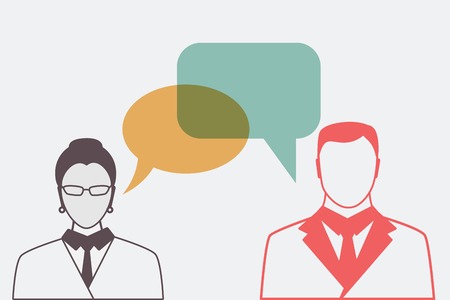 people silhouettes with colorful dialog speech bubblesのイラスト素材