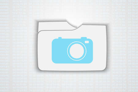 a blue vector folder icon with camera insideのイラスト素材