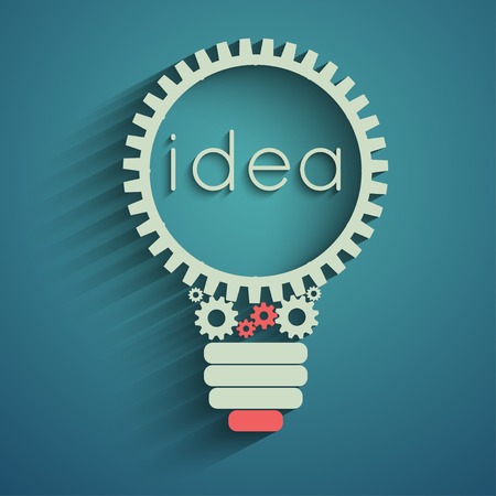 light bulb with gears and cogs working together, idea conceptのイラスト素材