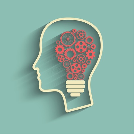 Human head creating a new idea. Creative Idea. vector.のイラスト素材
