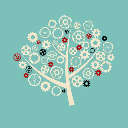Business growth concept, creative tree with gearsのイラスト素材