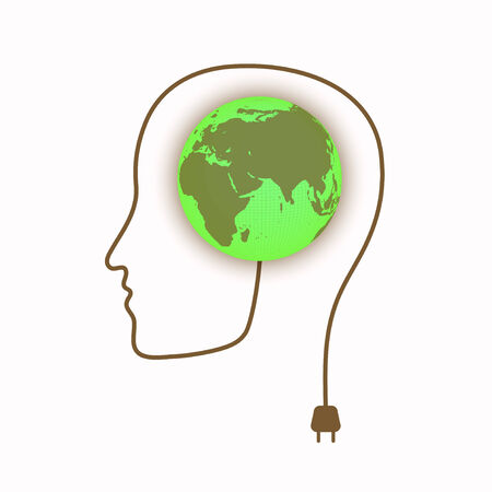 Eco Head concept  Plug the green earthのイラスト素材