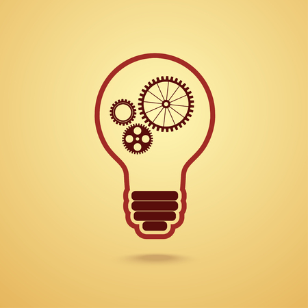 light bulb with gears and cogs working togetherのイラスト素材