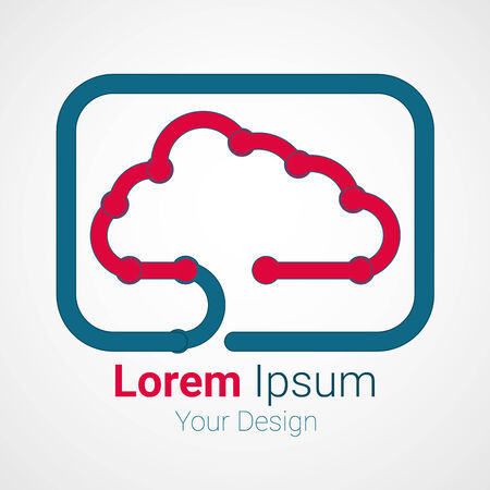 Cloud computing vector icon design template. Data storage transfer concept. Upload, download trendy style idea. Corporate icon.のイラスト素材